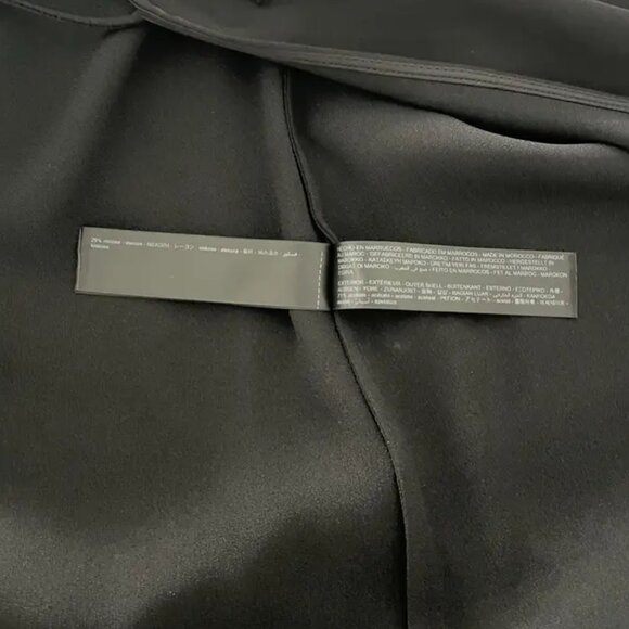 Massimo Dutti Maxi Wrap Black Satin Shirt Dress Size XS New With Tags - Picture 14 of 16